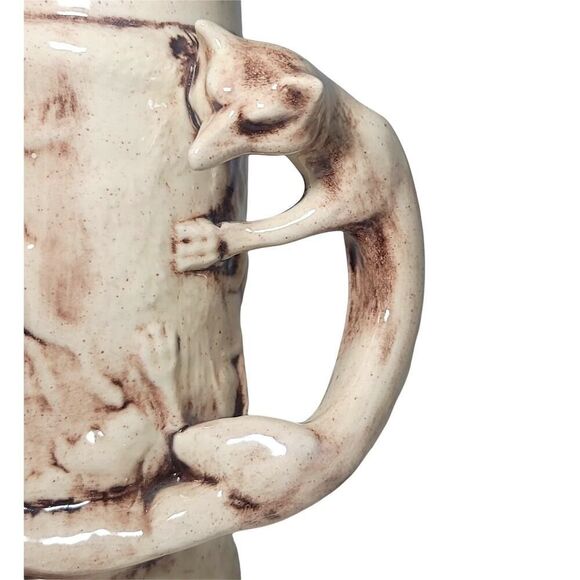 Vintage Large Ceramic Mug Stein With 3D Deer And Fox Handle Signed JES 6.5" Tall - Picture 7 of 11